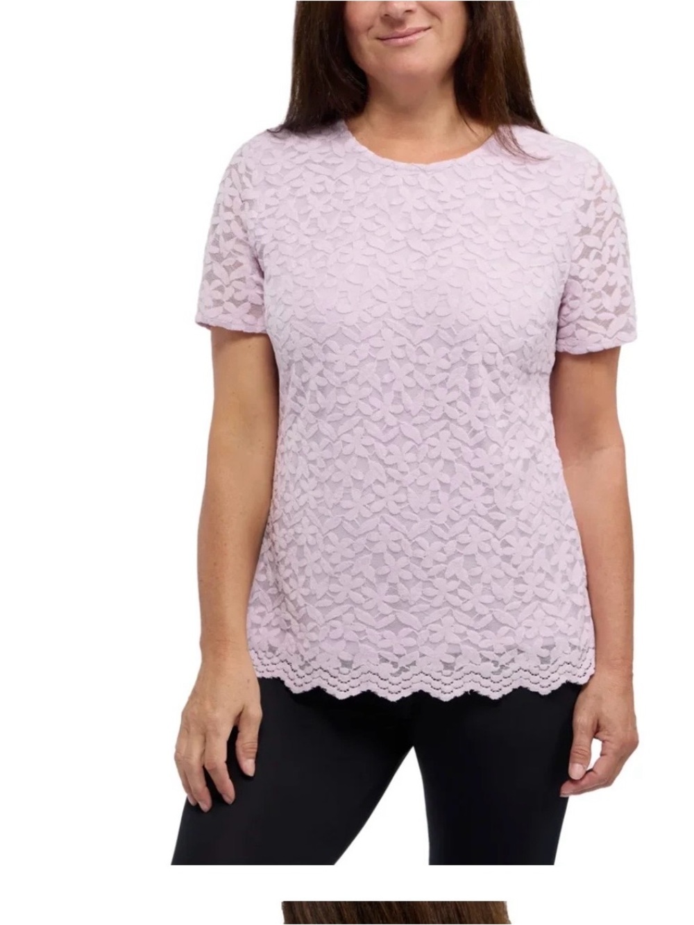 Teddi Rose Lace Short-Sleeve Top in Light Lavender